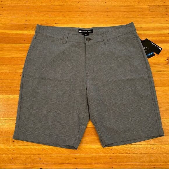 Travis Mathew Lifestyle Performance Shorts Grey Subtle Plaid Size 36 NWT - Picture 1 of 7